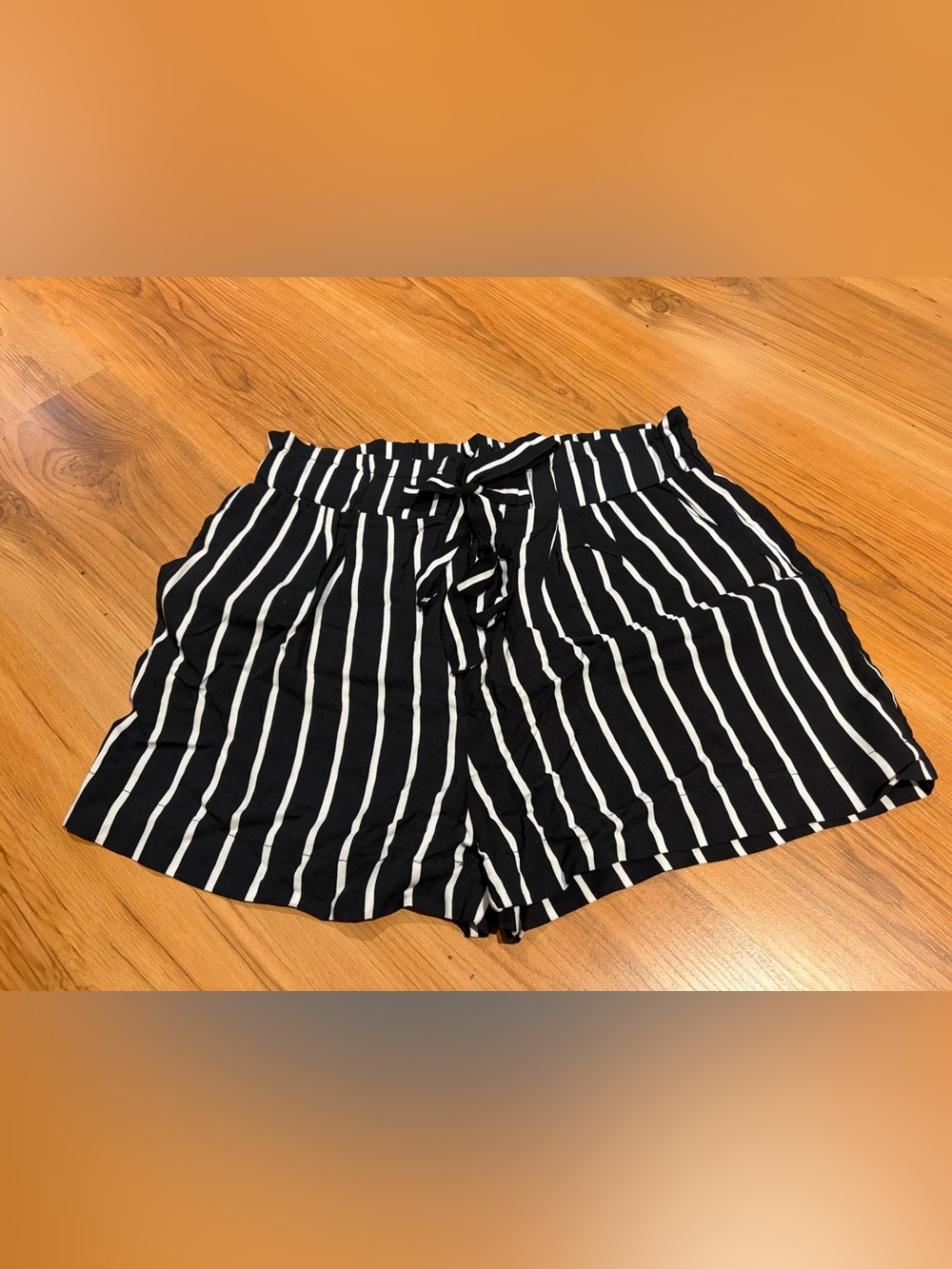 Bluenotes Black & White Vertical Stripe Tie-Front Shorts